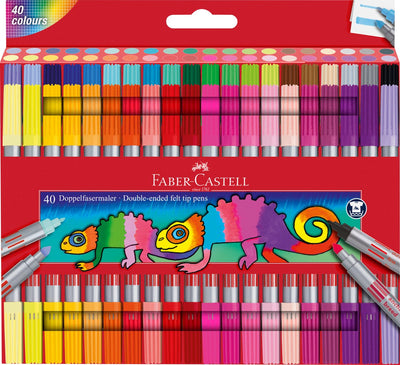 Faber-Castell Filzstift-Set – 2 Schreibspitzen – 40 Farben – fc-151140