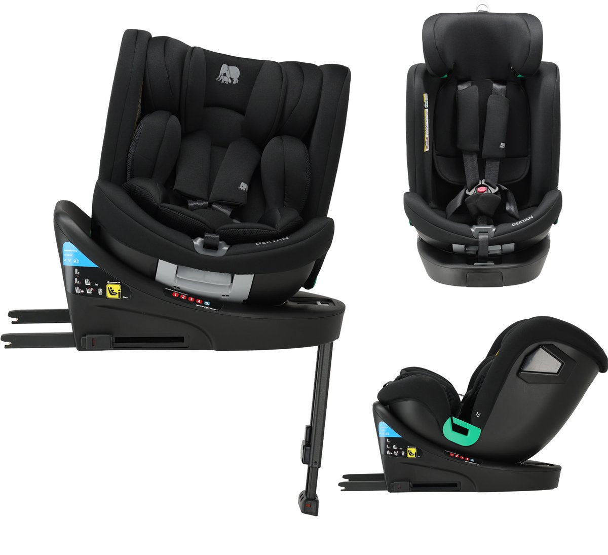 Deryan Chase Luxus-i-Size-Autositz – 0–36 kg – Isofix – Stützbein – 360° drehbar