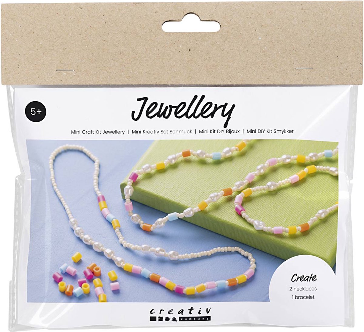 Creativ Company Mini-Hobby-Set Schmuck, Halsketten und Armband, verschiedene Farben, 1 Box