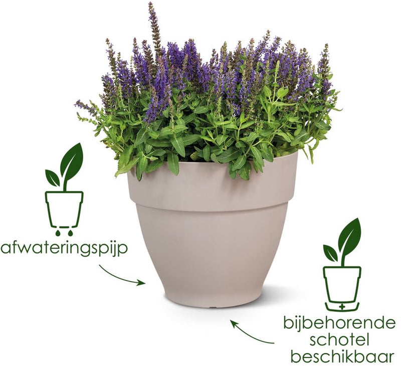 Elho vibia campana rund 40 – Blumentopf für den Außenbereich mit Ablauflöchern – 100 % recycelter Kunststoff – ø 39,0 x H 33,4 cm – Ahornviolett