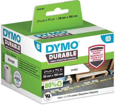 Original nachhaltige Labelwriter-Etiketten von Dymo | 59mm x 190mm | weißes Poly | 170 große Klebeetiketten | Stabile Etiketten für die Labelwriter-Etikettendrucker