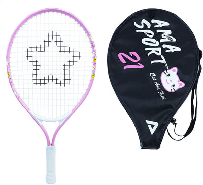 Ama Sport Kinder-Tennisschläger Cat Pink 21 Zoll – leichter Junior-Schläger mit Tasche – ideal für Anfänger –