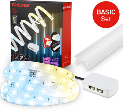 Briloner Pimp Your Panel – LED-Streifen-Starter-Set 2,6 m – 8020294 – CCT-Basis-Kit – Pimp Your Panel – Treiber – Afstandsbediening – Selbstklebend – 262,5 x 1 cm