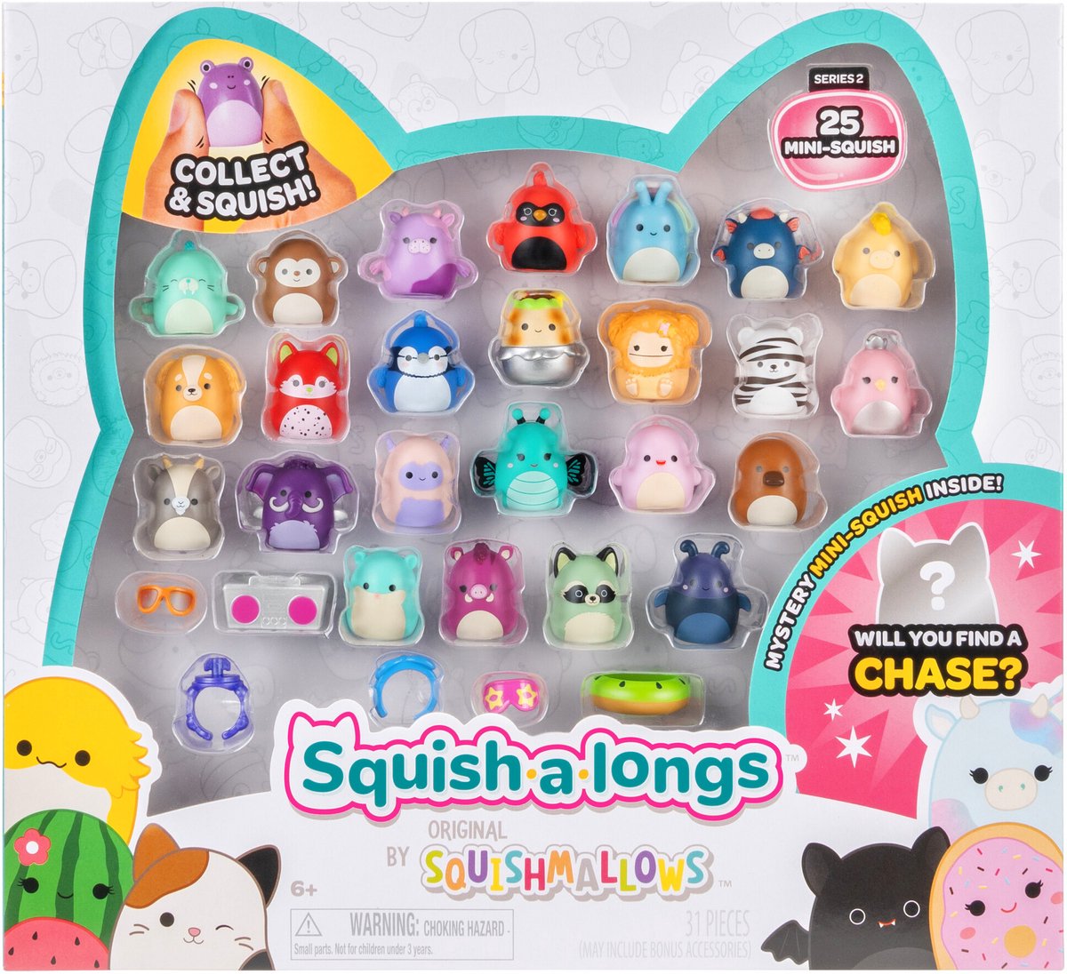 Squishmallows – Squish-A-Longs-Spielfiguren, 25 Stück.