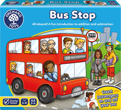 Obstgartenspielzeug - Bushaltestelle - Mathespiel mit Bus - Fahrgäste ein- und aussteigen lassen - Additions- und Subtraktionssummen - ab 4 Jahren