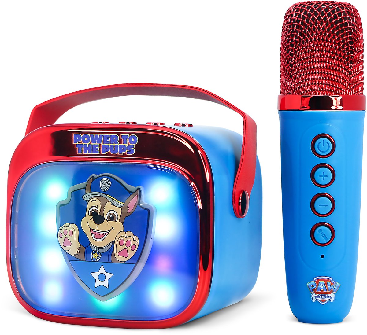 OTL Technologies Paw Patrol – Karaoke-Set für Kinder – kabelloses Mikrofon und Lautsprecher – mit Lichteffekten – Sprachverzerrung