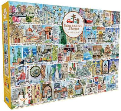 Gibsons – Sights Sounds of Europe (von Val Goldfinch) – 1000 Teile 68 × 49 cm (B × H) – Puzzle für Erwachsene