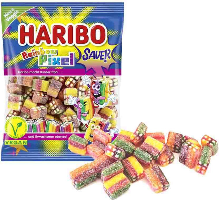 Haribo rainbow pixel f!zz – Saure Bonbons in Fruchtgeschmack – 1-kg-Beutel