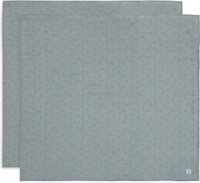 Jollein x Miffy – hydrophiles Tuch groß 115 x 115 cm – Wickeltuch – weiche Baumwolle – 2 Stück – Miffy-Silhouetten meergrün