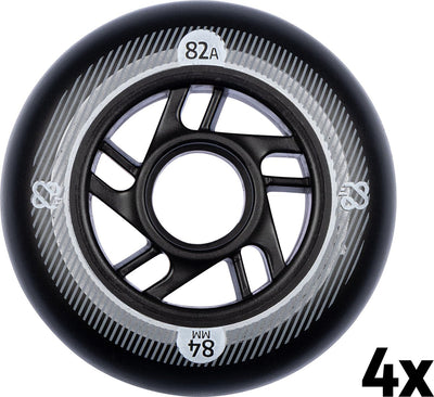 Nijdam Inline-Skate-Rollen-Set – 84 x 24 mm – 4 Stück – schwarz schwarz