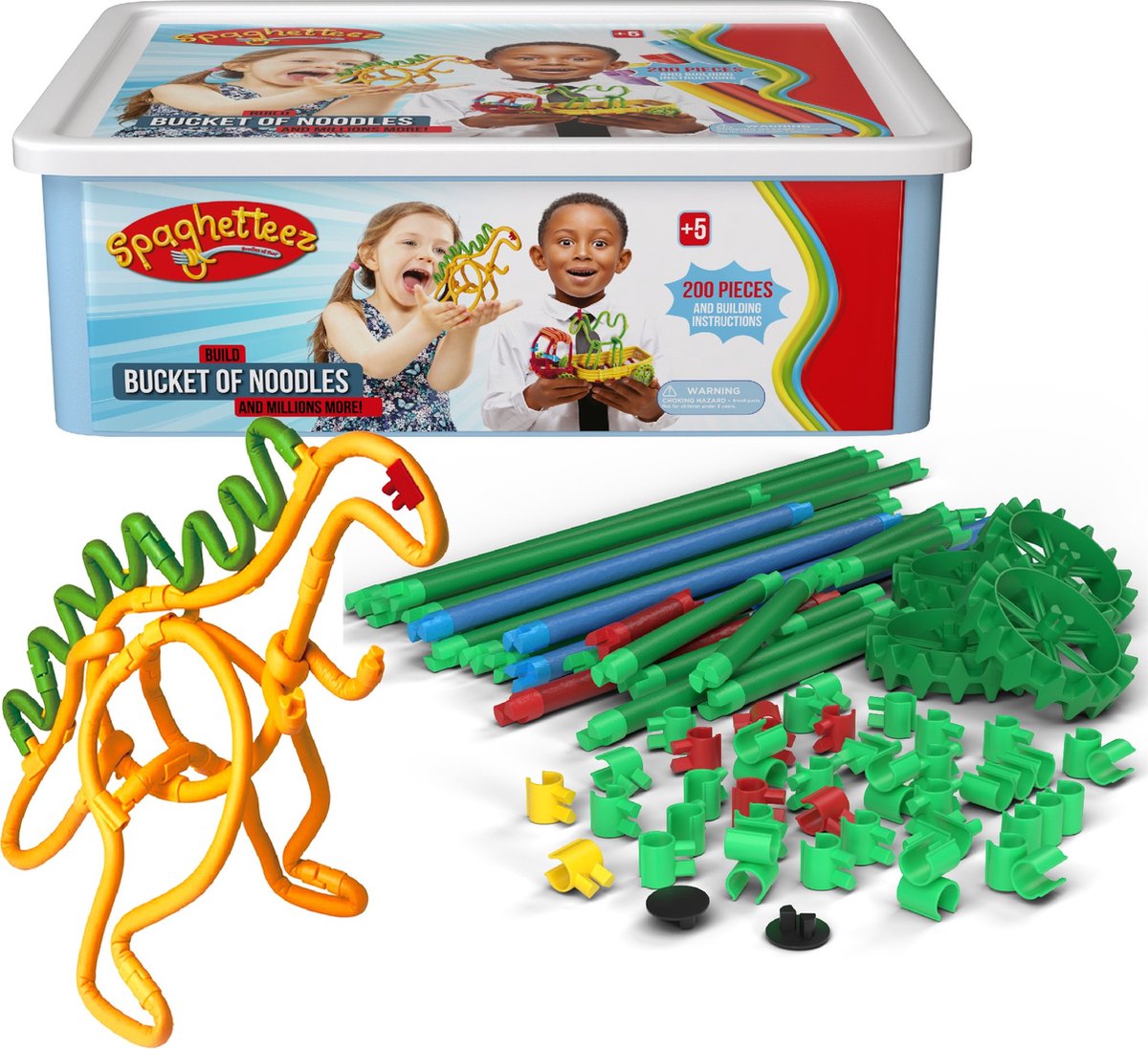 CLICS Spaghetteez Flexible Gebäudestangen in Lagerbox, 200dlg.