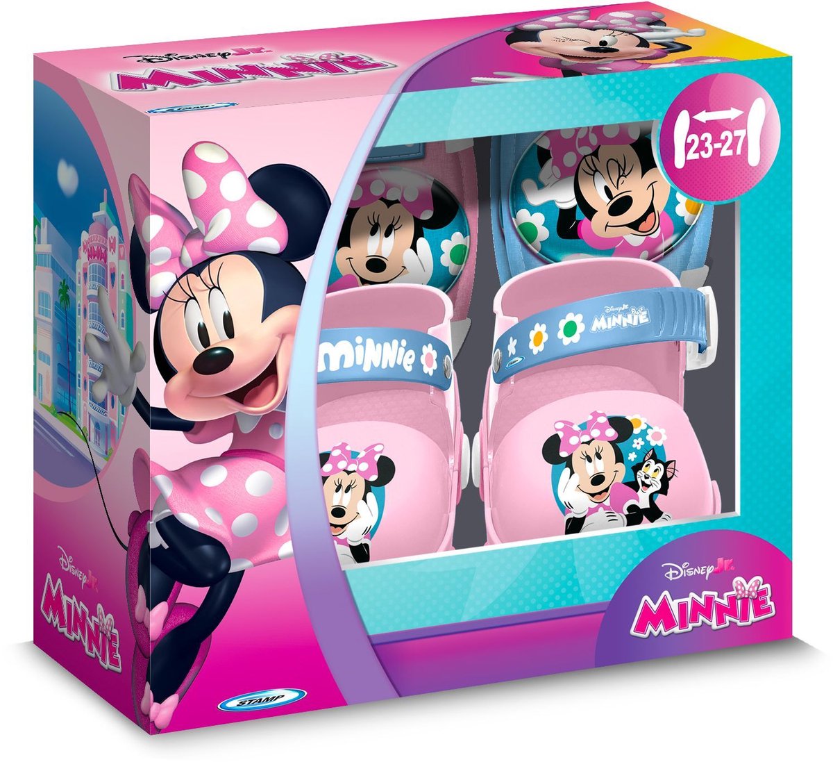 Minnie-Set aus Rollschuhen und Schutzkleidung – mn432035 – mit Ellbogen- und Knieschützern – rosa