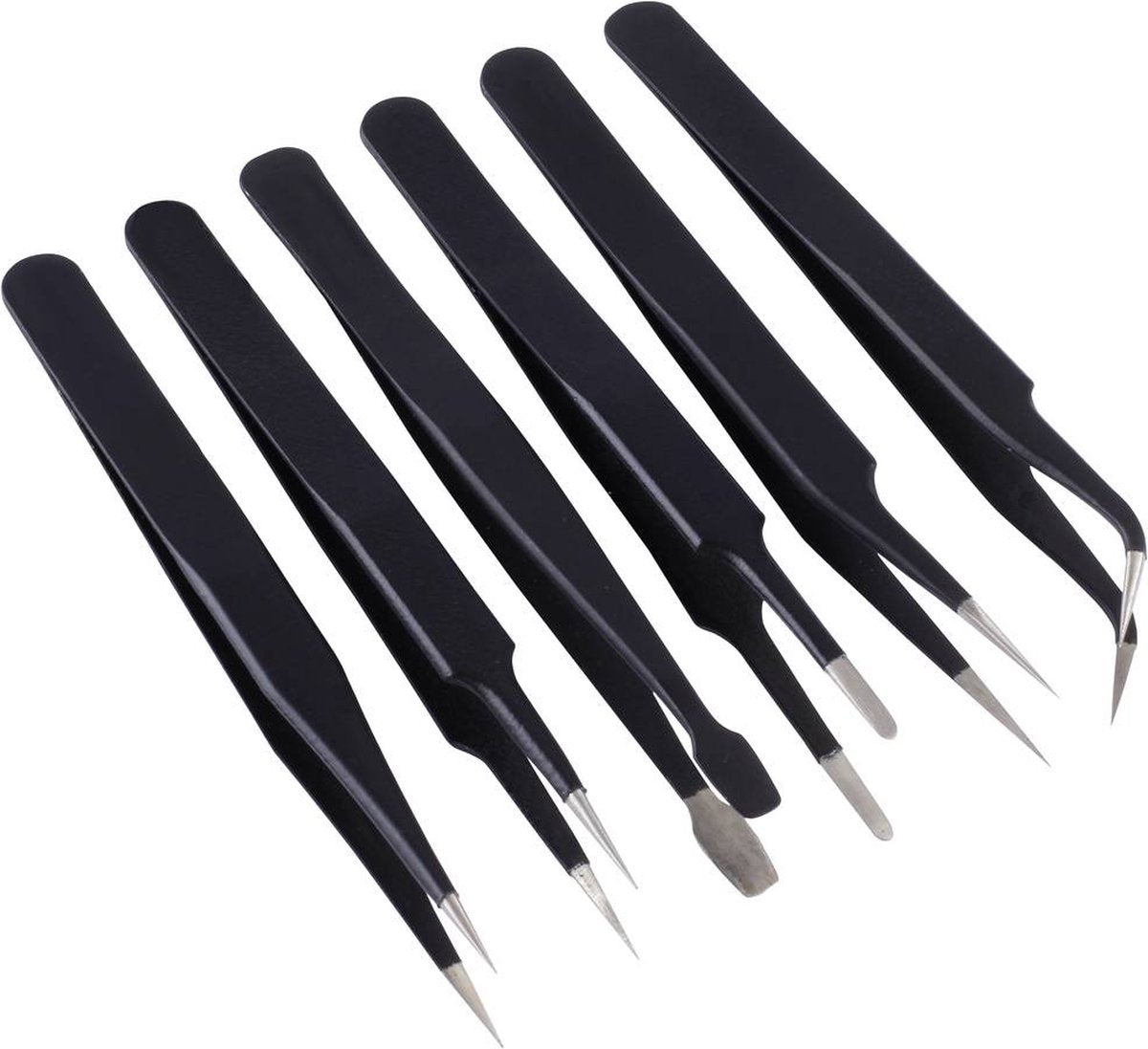 Quadrios 23ec157 Pinzetten-Set spitz, abgerundet, spitz, abgewinkelt, fein, spitz, flach, spitz, fein