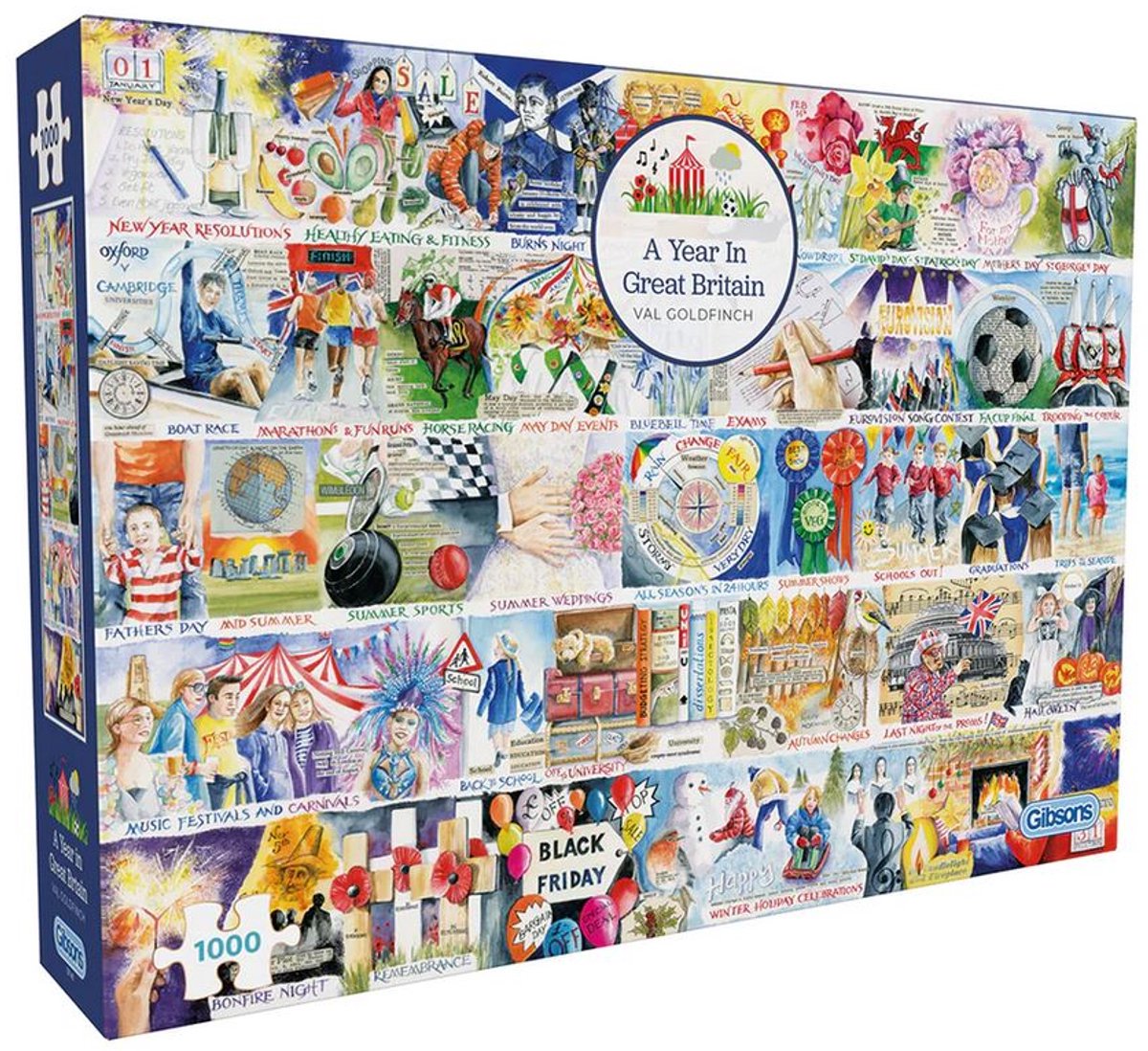Gibsons – ein Jahr in Großbritannien (von Val Golfinch) – 1000 Teile 68 x 49 cm (B x H) – Puzzle für Erwachsene