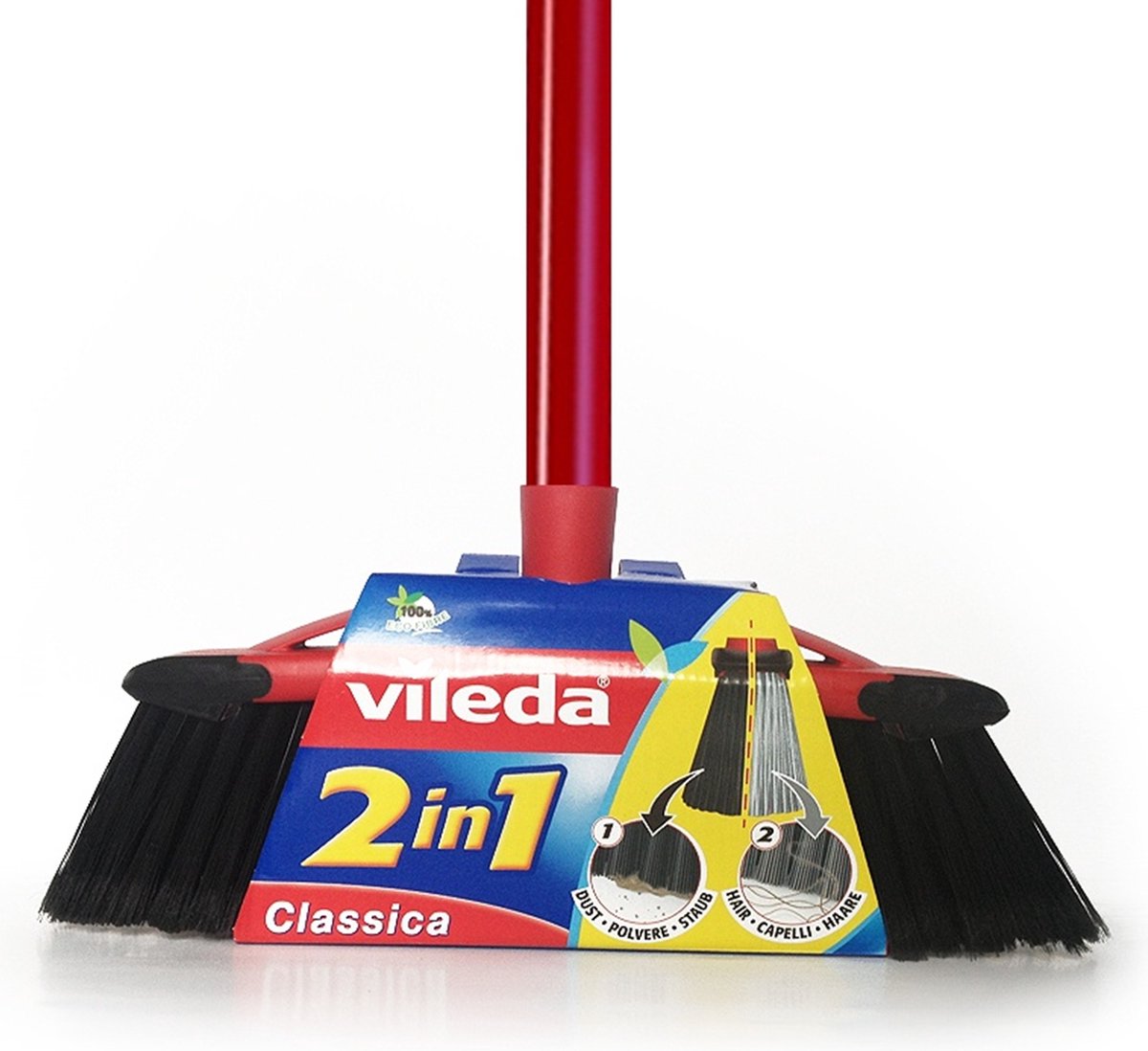 Vileda Master – 2 in 1 – Besenbürste mit Stiel – zwei Arten von Borsten = doppelte Reinigungskraft, Set mit Pfosten