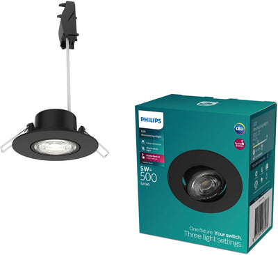Philips LED Philips Cilantro Einbaustrahler – Szenenschalter-Lichttechnologie – 5 W – warmweißes Licht: 2700 K – Schwarz