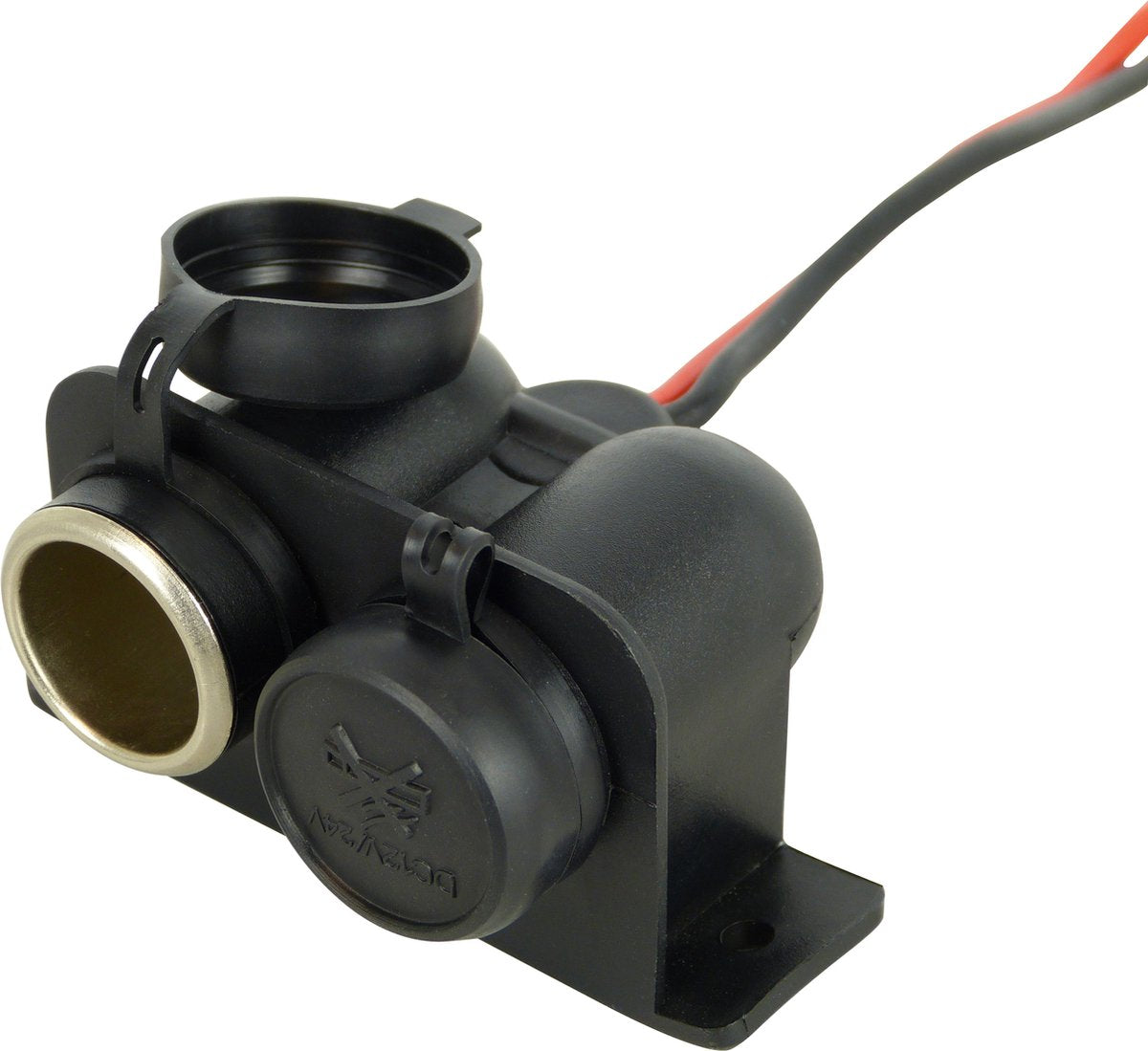 Carpoint 2-fach Aufputzsteckdose 12 24V – 2x Anschluss – 15a – mit Staubschutz – Feste Montage – inklusive Kabel