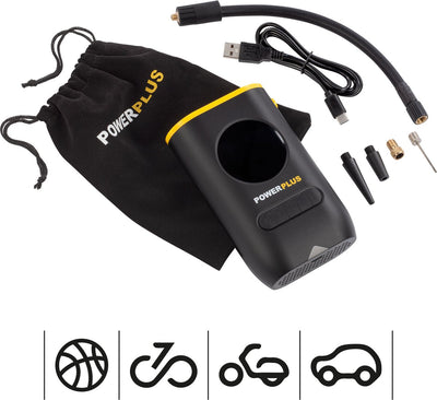 Powerplus Luftpumpe powx1710 – Kompressor von 8 V – Luftdurchfluss von 16 l min – 4 Düsen