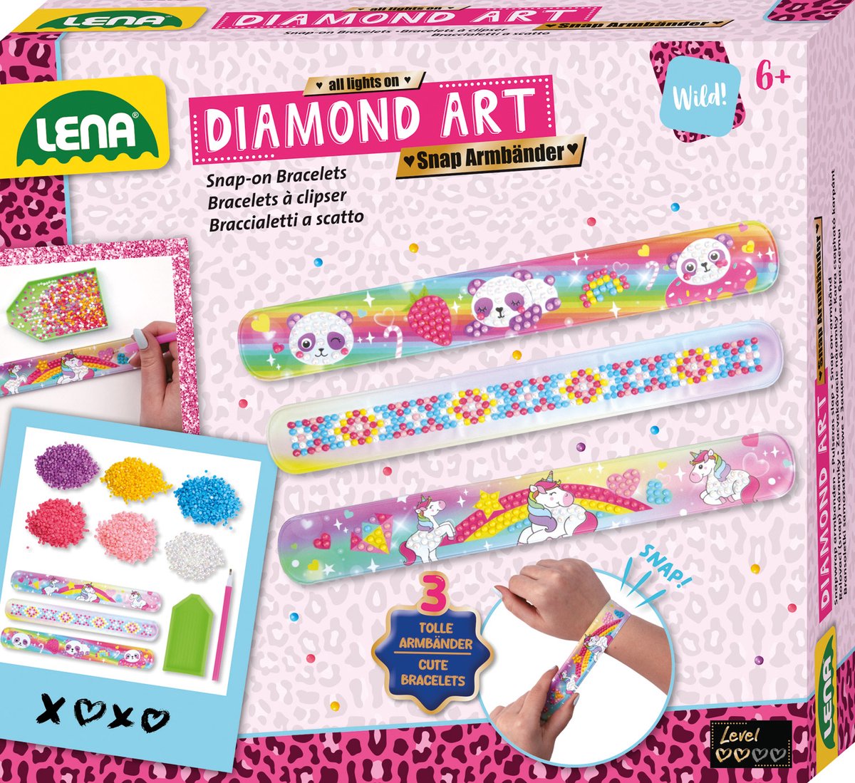 Lena Diamond Art Snap-Armbänder – kreatives Spielzeug für Kinder.