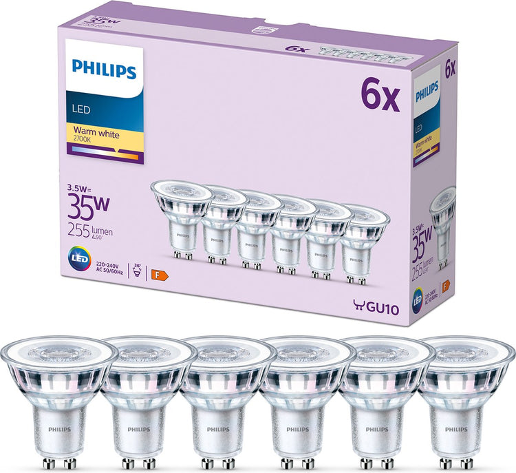 Philips LED-Spot – 35 W – GU10 – warmweißes Licht – 6 Stück