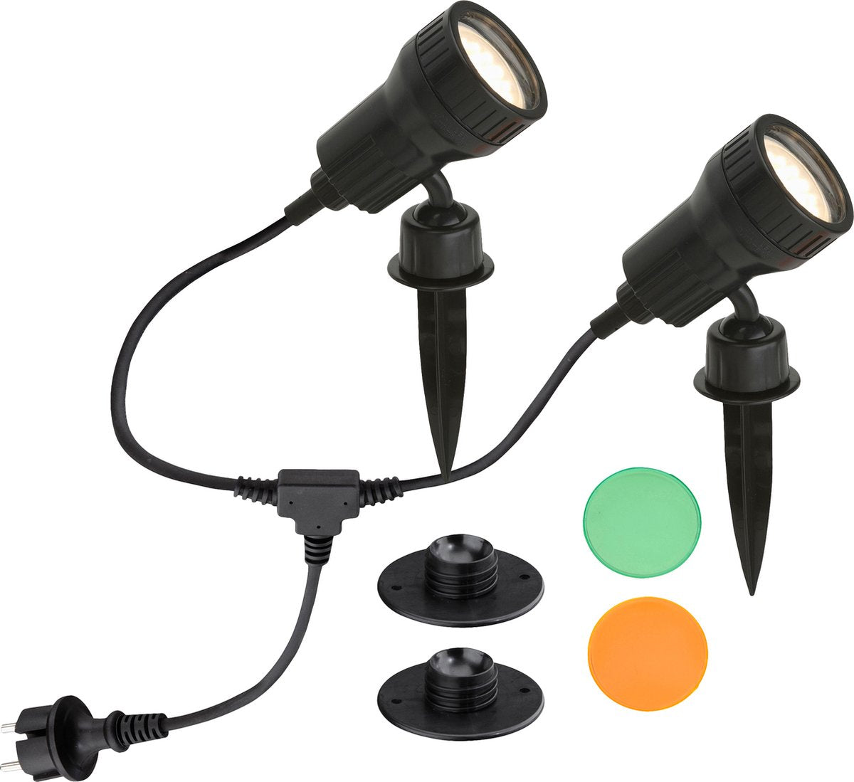Briloner LED-Bodenstrahler mit schwarzem Spieß, 2 Stück