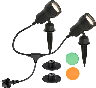 Briloner LED-Bodenstrahler mit schwarzem Spieß, 2 Stück