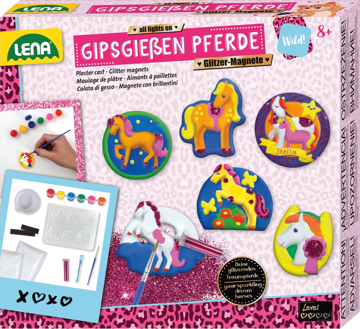 Lena Pferd Bastelset Gips Glitzer Magnete kreatives Spielzeug.