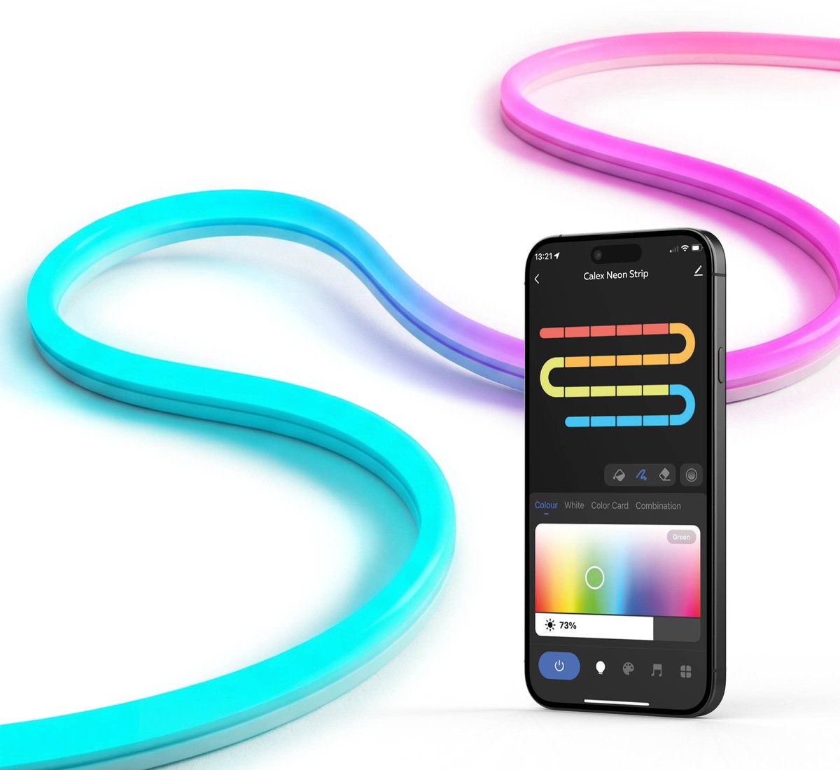 Calex Neon Flex LED-Streifen 2 m – RGB-Stimmungsbeleuchtung – biegbar – App- und Sprachsteuerung über WLAN