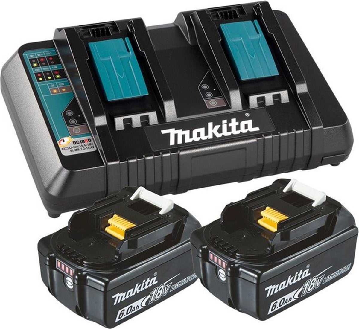 Makita 199484-8 Stromquellen-Set – 1x DC18RD + 2x BL1860B