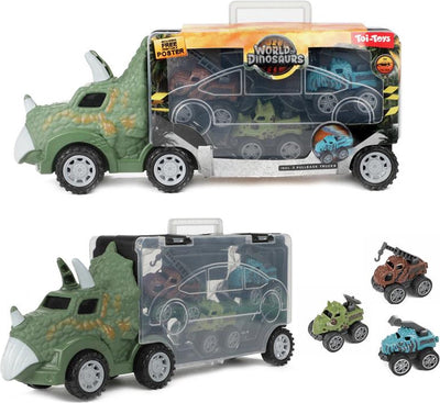 World of Dinosaurier Dinotruck mit 3 Zugverkehrautos