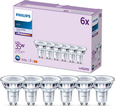 Philips LED-Spot – 35 W – GU10 – kaltweißes Licht – 6 Stück