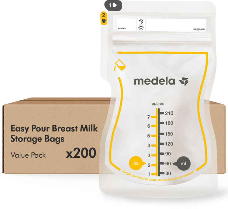 Medela Muttermilch-Aufbewahrungsbeutel – 200 Stück – auslaufsicher – mit Doppelverschluss und Ausgießer – BPA-frei und recycelbar
