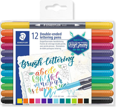 Staedtler Design Journey – Pinsel-Buchstabenstift-Duo mit (Pinsel-)Spitze – Set 12