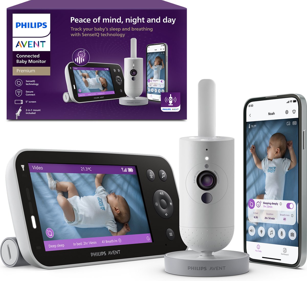 Philips Avent Premium Connected Babyphone mit Kamera und App – Atem- und Schlaferkennung – scd973 26