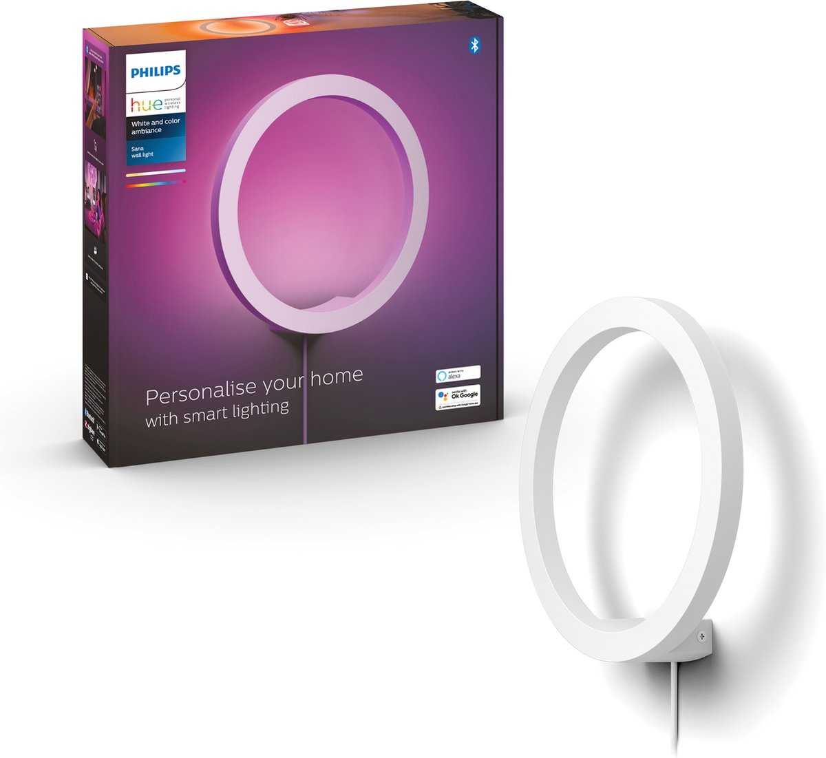 Philips Hue Sana Wandleuchte – weißes und farbiges Licht – weiß