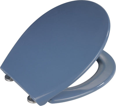 Wenko WC-Sitz Samos – antibakterielles dunkelblaues Duroplast – Easy-Close-Soft-Close-Verschluss – Fix-Clip-Befestigung aus Edelstahl – WC-Sitz – WC-Sitz – dunkelblau