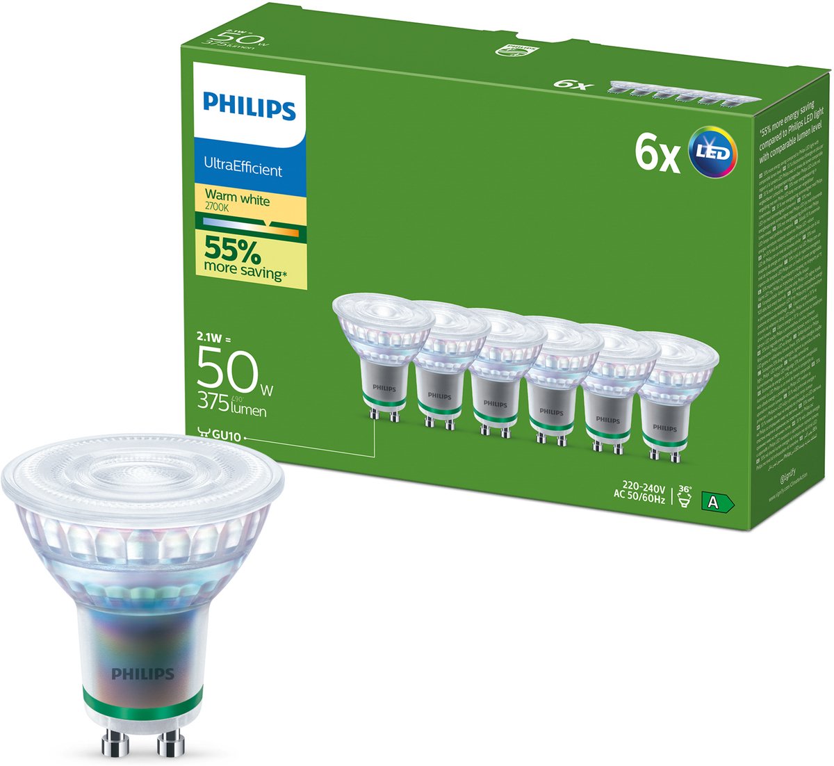 Philips Spot 50W Par16 Gu10 x6