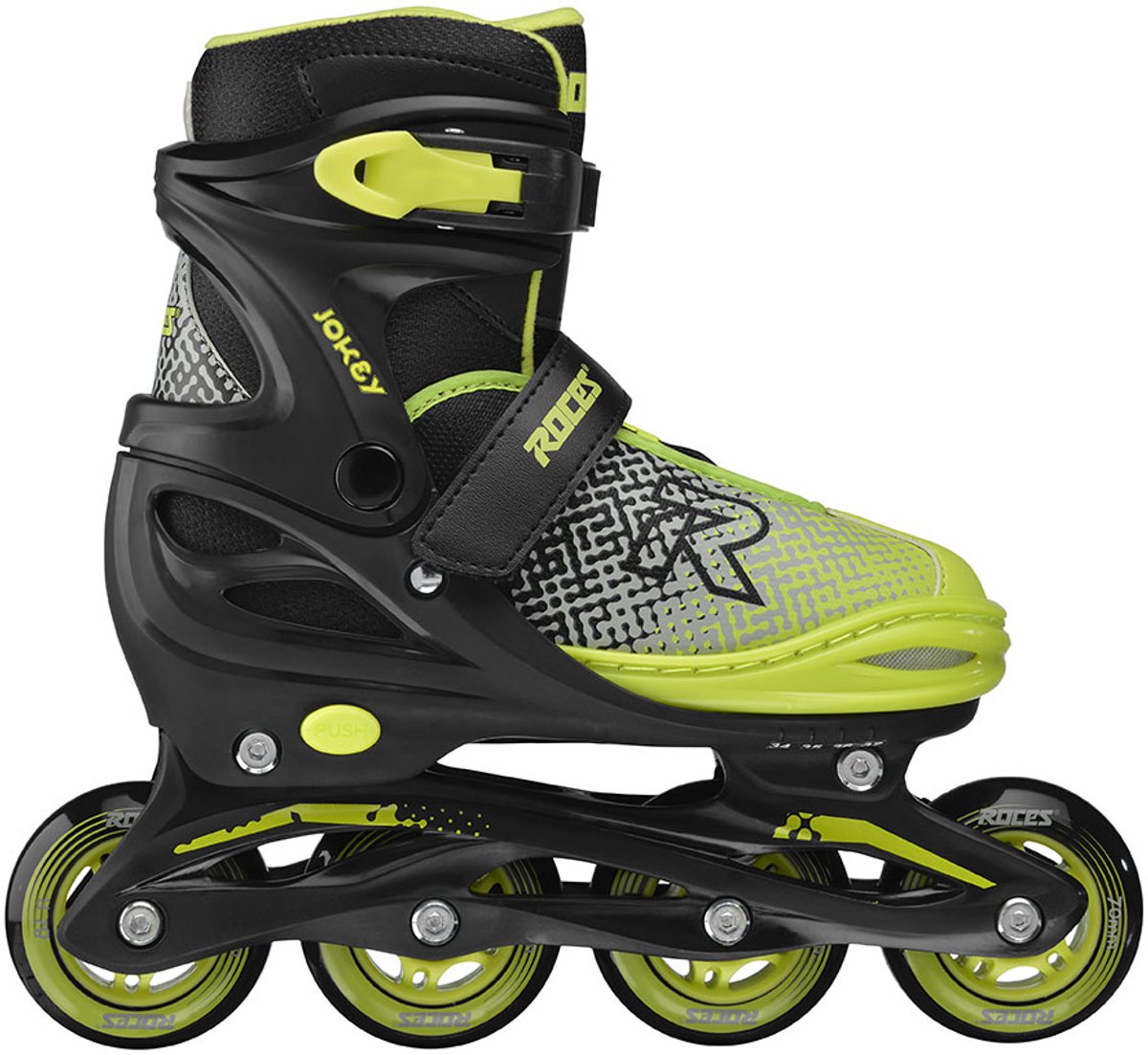 Roces Jokey X verstellbare Inline-Skates Jungen – Inline-Skates – Mitwachs-Skates – Schwarz Grün – Größe 30-33