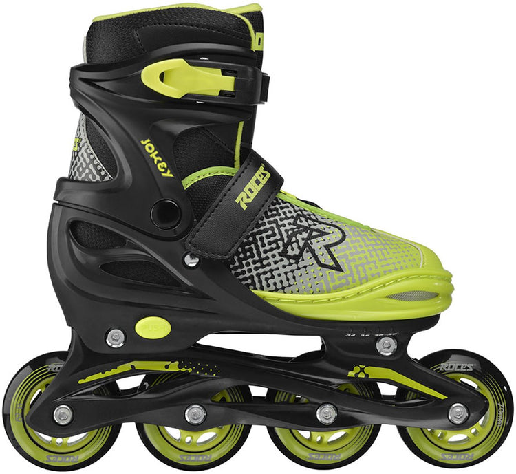 Roces Jokey X verstellbare Inline-Skates Jungen – Inline-Skates – Mitwachs-Skates – Schwarz Grün – Größe 30-33