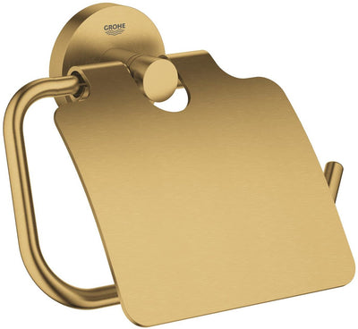 Grohe Start Toilettenpapierhalter mit Deckel – Schrauben oder Kleben – Metall – gebürsteter cooler Sonnenaufgang