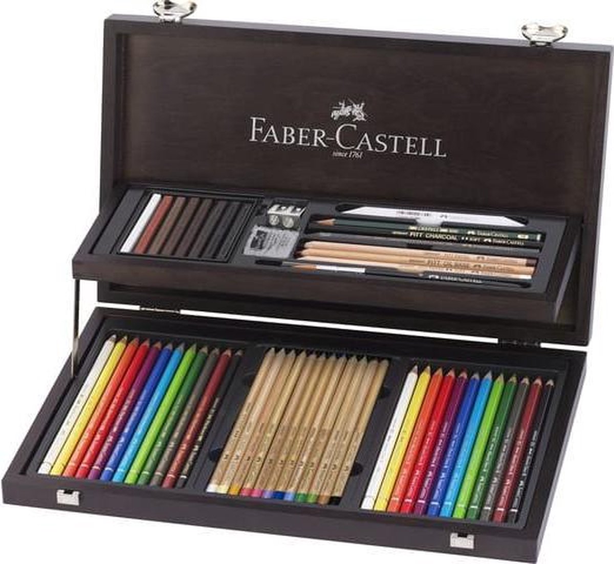 Faber-Castell Buntstifte – Compendium Mahagoni-Box – 54 Stück – FC-110084