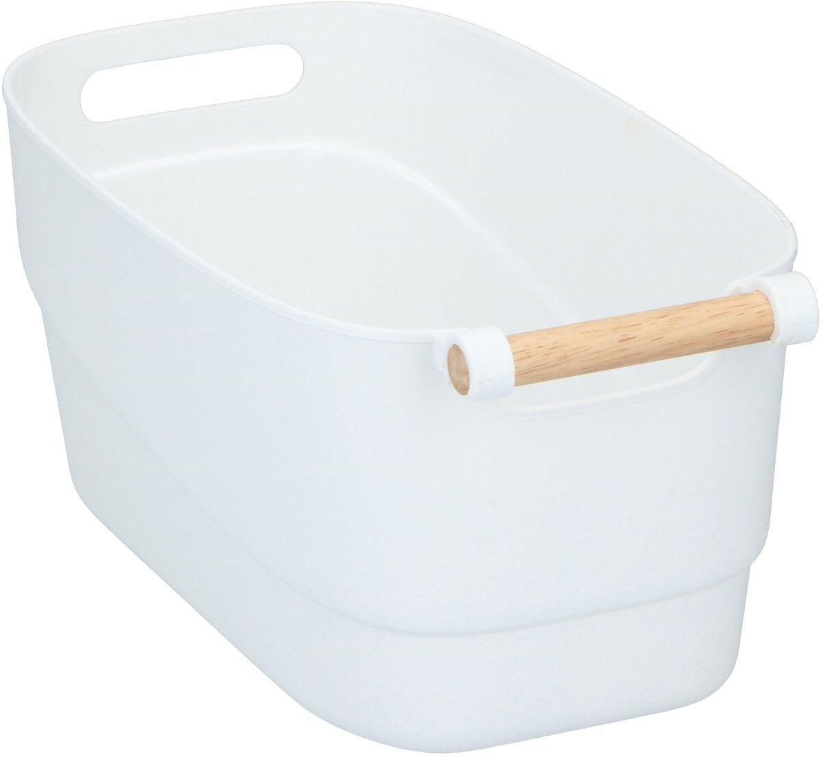 Alpina Aufbewahrungskorb – 33 x 18 x 15 cm – Kunststoff – Holzgriff