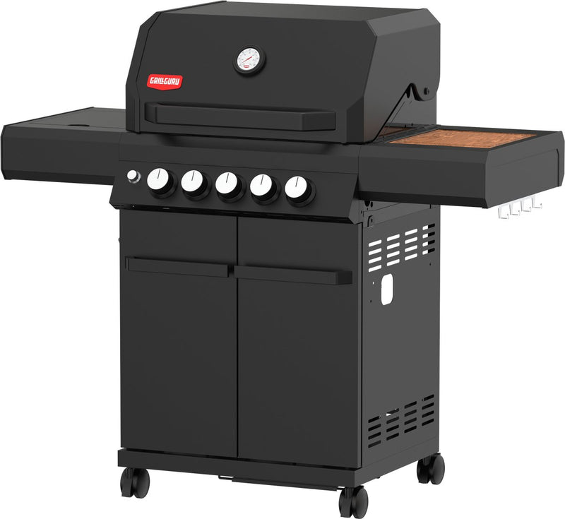Grill Guru Brenner 3 – Gasgrill – 2x Hauptbrenner – 1x Infrarot – 1x Seitenbrenner – 1x Heckbrenner – Schwarz