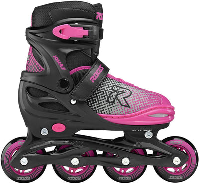 Roces Jokey X verstellbare Inline-Skates Mädchen – Inline-Skates – Mitwachs-Skates – Schwarz Pink – Größe 34–37