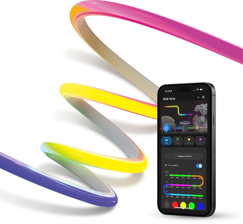Calex Smart Sob LED-Streifen, 3 Meter, RGB, 16 Millionen Farben, App-steuerbar, Musiksynchronisation, dimmbar, WLAN 2,4 GHz, Stimmungsbeleuchtung