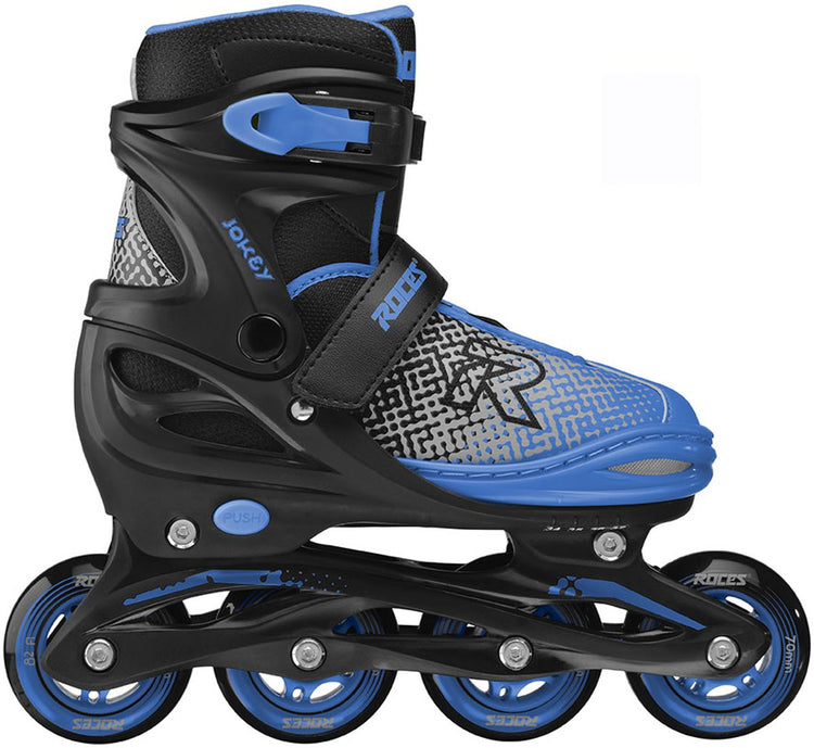 Roces Jokey X verstellbare Inline-Skates Jungen – Inline-Skates – Mitwachs-Skates – Schwarz Blau – Größe 38–41