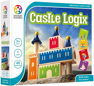 Smartgames Castle Logix – logisches Denkspiel aus Holz – 48 räumliche Bauherausforderungen – lehrreiches Solospiel – ab 3 Jahren