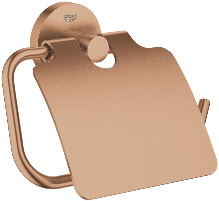 Grohe Start Toilettenpapierhalter mit Deckel – Schrauben oder Kleber – Metall – gebürsteter warmer Sonnenuntergang