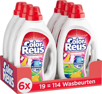 Color Reus Gel – Flüssigwaschmittel – Buntwäsche – Vorteilspack – 6 x 19 Wäschen