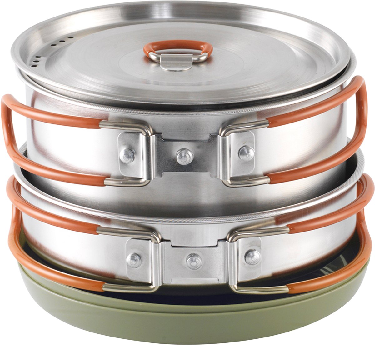 Easy Camp Moss 2 Kochset Campingkochset stapelbar aus Edelstahl Silikon